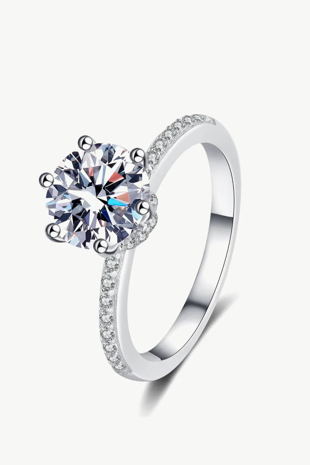 Sterling Silver Moissanite Ring 2 Carat Center Stone - Southern Shores Clothing