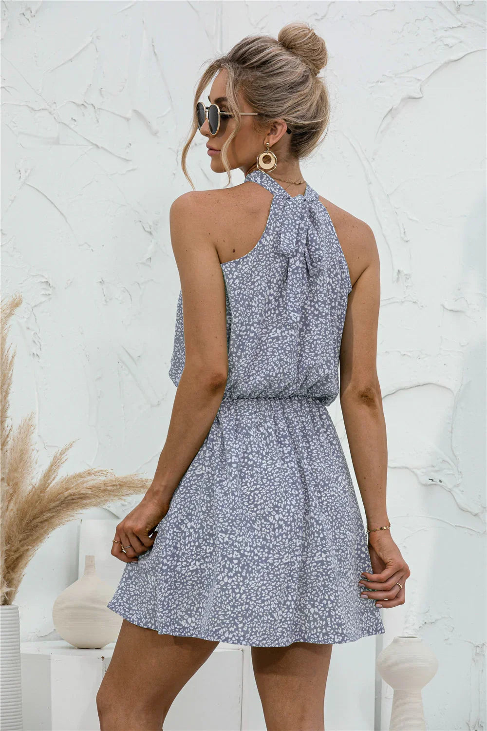 Floral Tied Sleeveless Mini Dress - Southern Shores Clothing