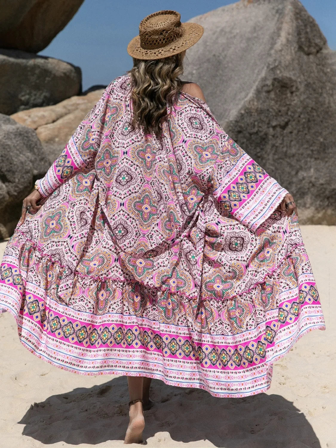 Printed Open Front Viscose Cover Up Beachwear - Southern Shores Clothing