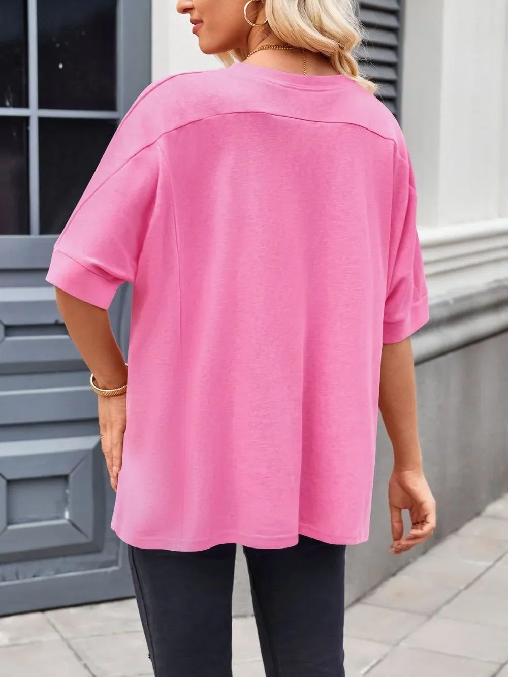 Round Neck Half Sleeve Rayon Blend T Shirt Casual Top - Southern Shores Clothing
