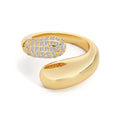 18K Gold-Plated Adjustable Open Ring With Crystals - Southern Shores Clothing