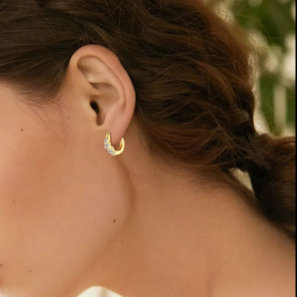 Sterling Silver Moissanite Huggie Earrings Lightweight - Southern Shores Clothing