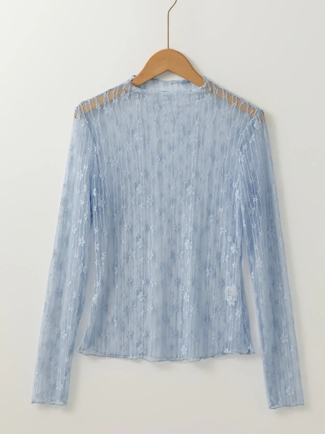 Lace See Through Long Sleeve Blouse With Sheer Detailing - Southern Shores Clothing
