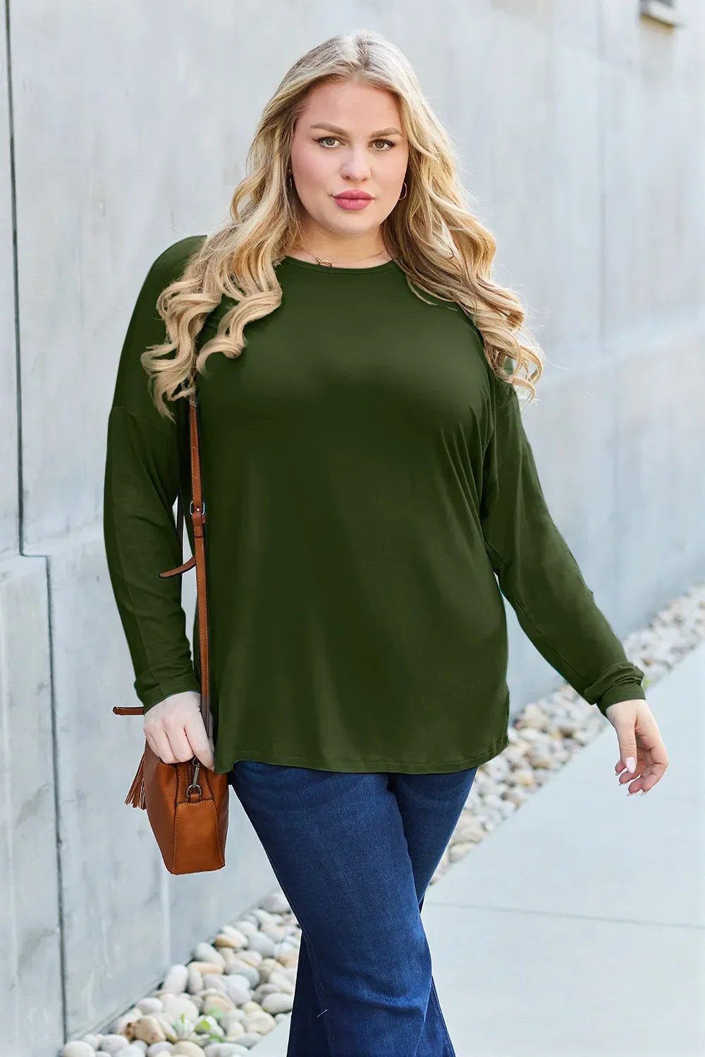 Round Neck T Shirt With Dropped Shoulder - Southern Shores Clothing