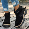 Round Toe Platform Boots Suede Rubber Mid Heel - Southern Shores Clothing
