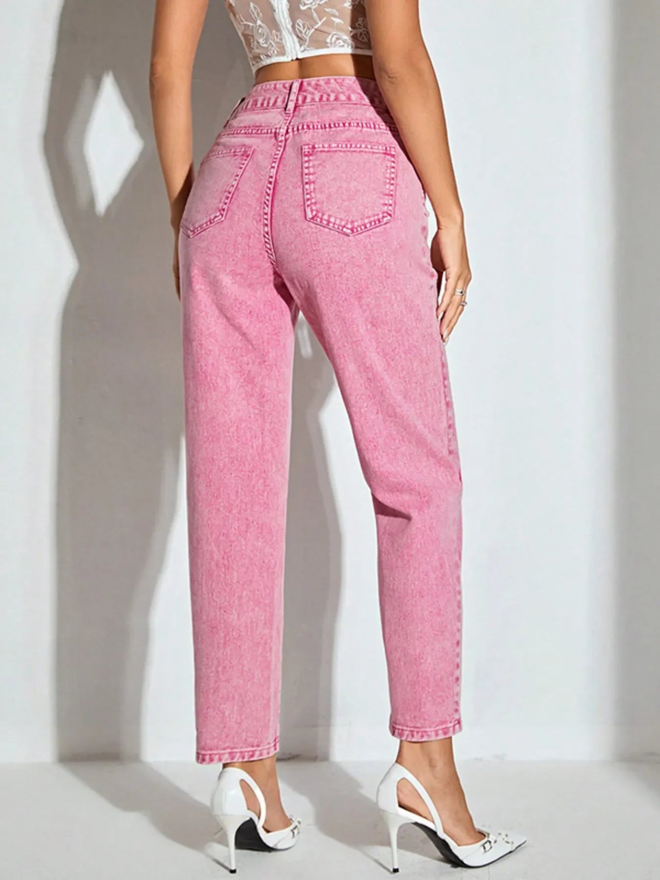 Charleston Inspired High-Waisted Straight-Leg Denim Jeans - Southern Shores Clothing