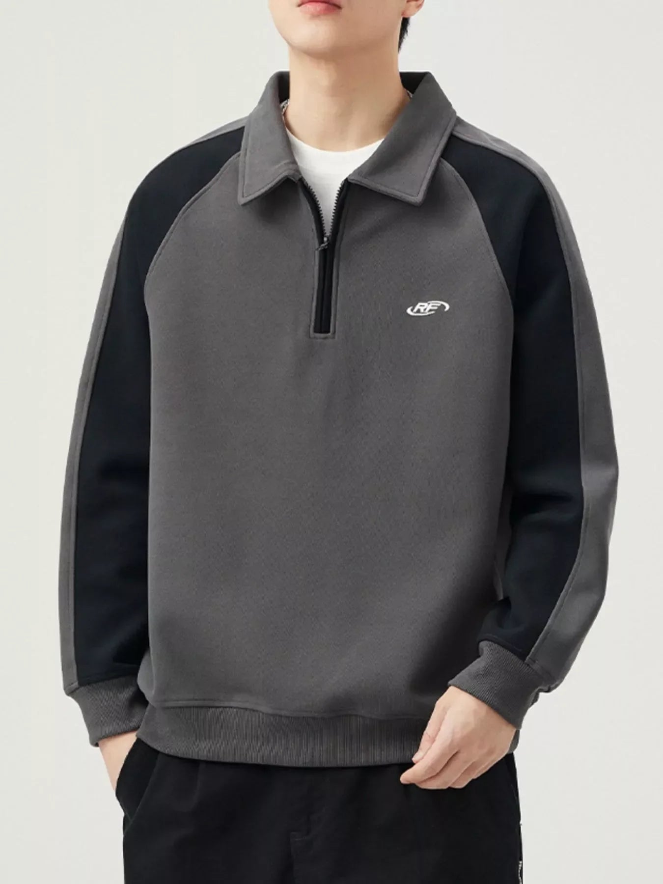 Plus Size Two-Tone Raglan Quarter Zip Sweatshirt - Southern Shores Clothing