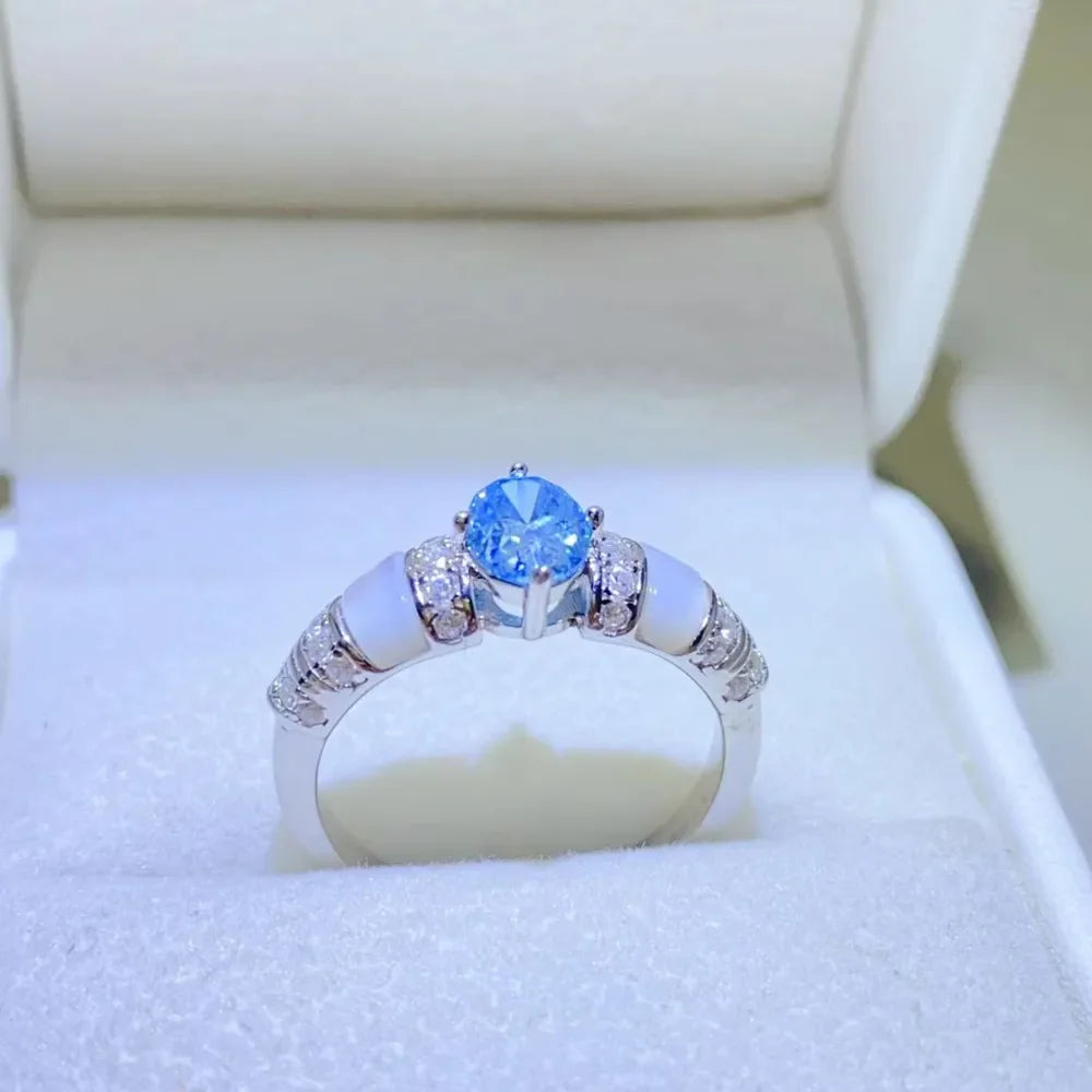 1 Carat Moissanite Sterling Silver Ring With Zircon Accents - Southern Shores Clothing