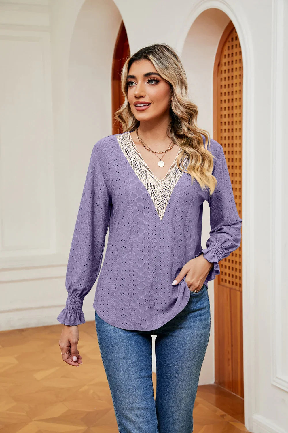Southern Shores Clothing Slightly Stretchy Flounce Sleeve Blouse With Rayon Blend Fabric - Southern Shores Clothing