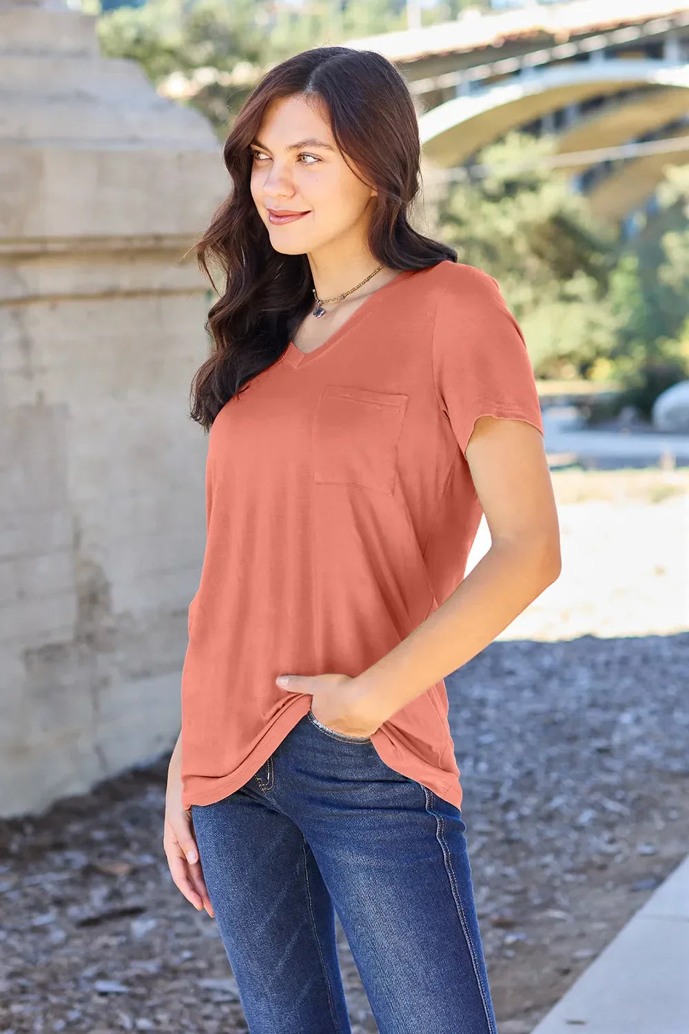 Basic Bae Bamboo Full Size V-Neck Short Sleeve T-Shirt - Southern Shores Clothing