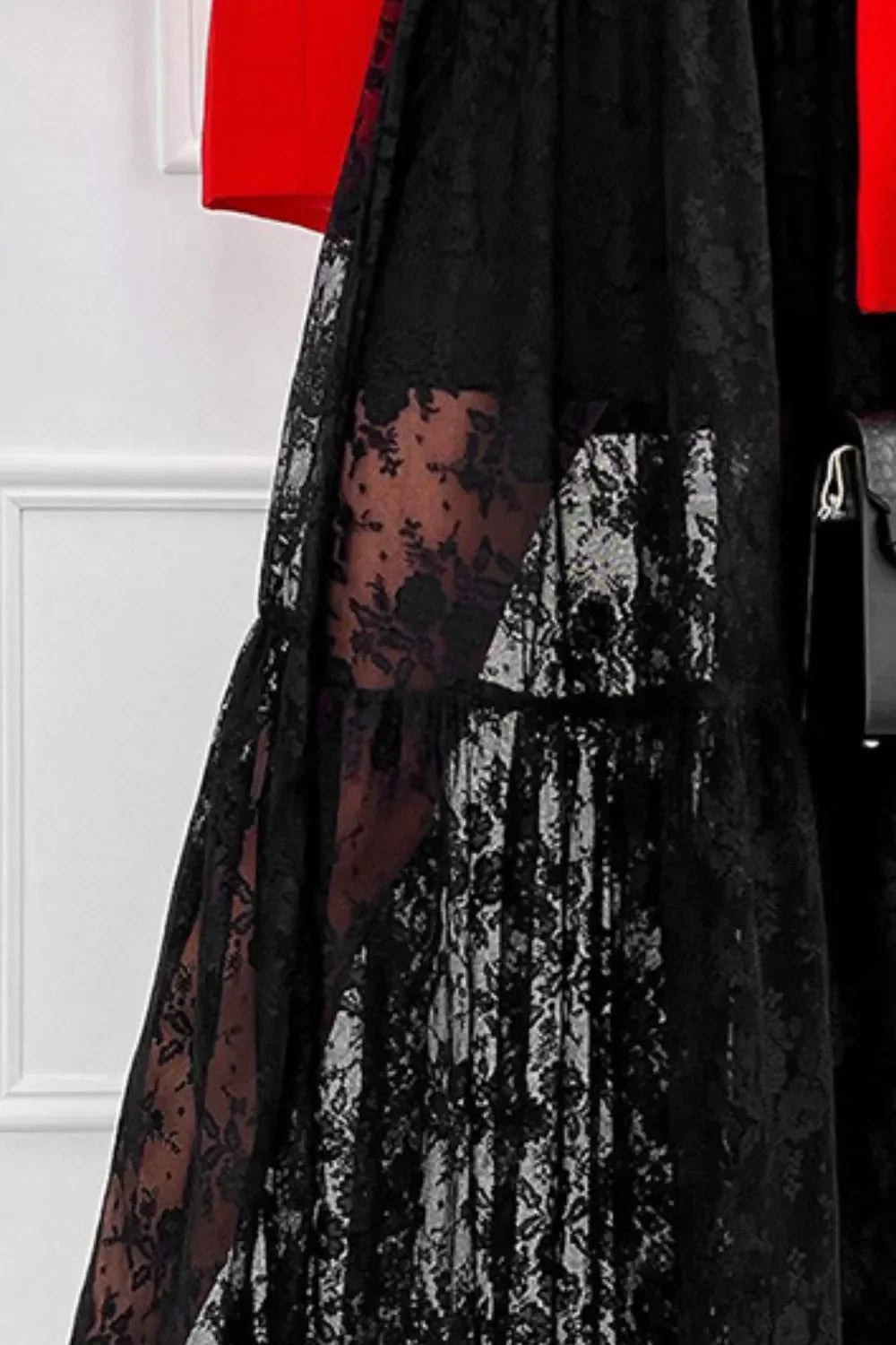Lace Lined Elastic Waist Maxi Skirt Flowing - Southern Shores Clothing