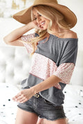 Triblend Knit Tee With Leopard Block Out Stitching - Southern Shores Clothing