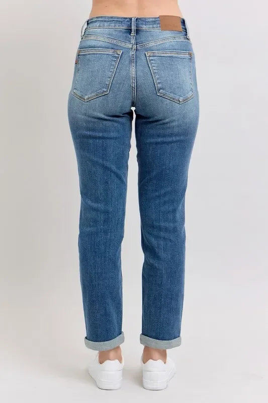 Mid Rise Skinny Cuff Plus Size Stretch Denim Jeans - Southern Shores Clothing