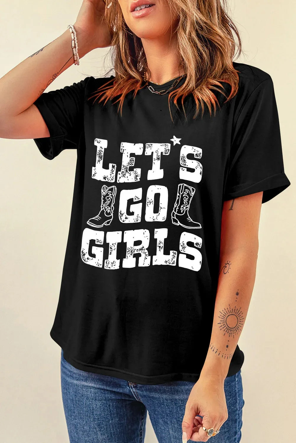 Letter Graphic Round Neck Short Sleeve T Shirt - Southern Shores Clothing