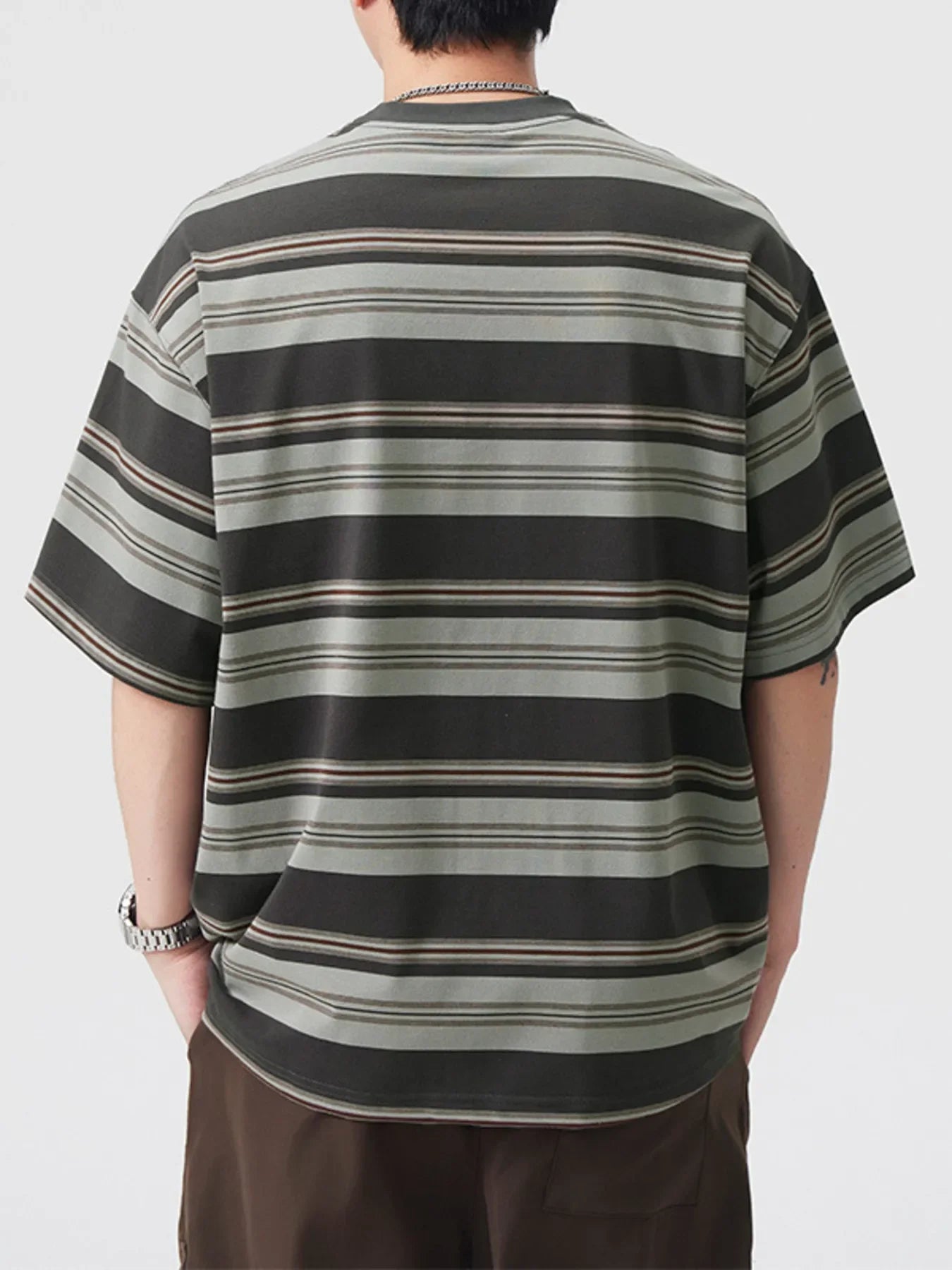 Plus Size Striped Crew Neck T Shirt Casual Tee - Southern Shores Clothing