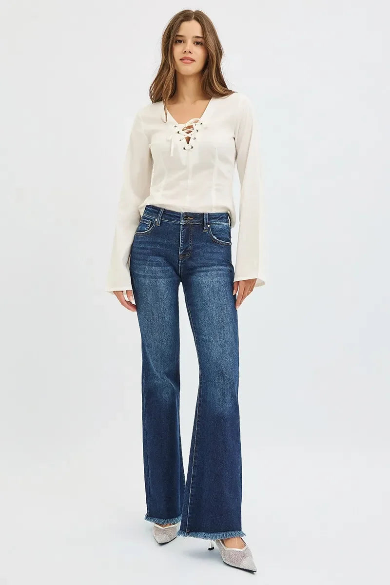Tummy Control Mid Rise Flare Jeans Plus Size - Southern Shores Clothing