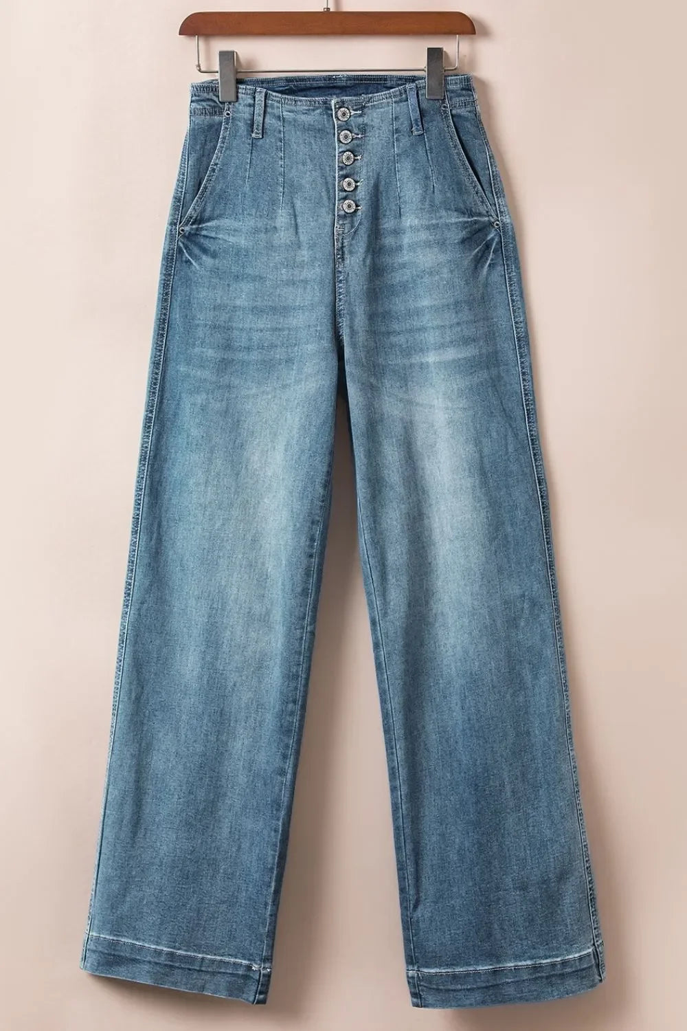Classic Nautical Inspired High Waist Button Fly Jeans