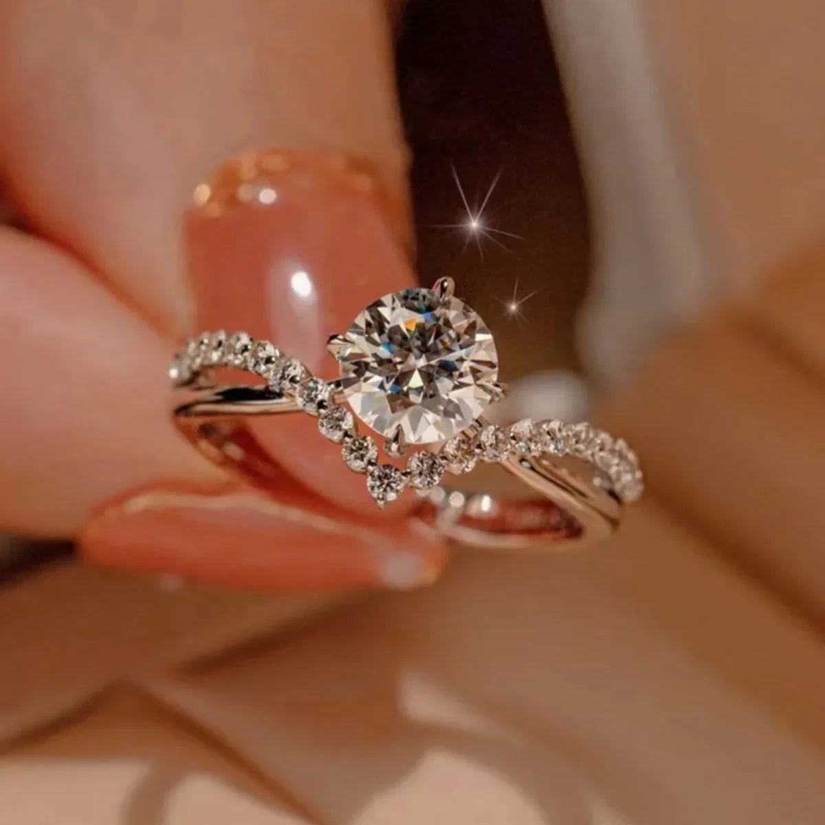 Elegant Moissanite Ring In Sterling Silver With Pave Band - Southern Shores Clothing