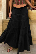 Bohemian Tiered Maxi Skirt With Drawstring Waist - Southern Shores Clothing