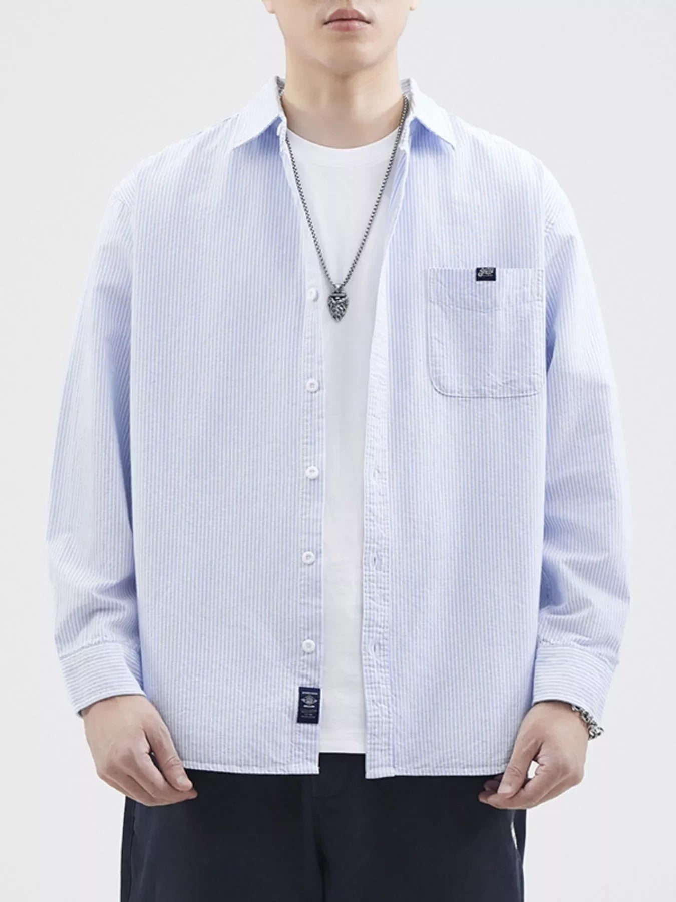 Plus Size Striped Cotton Button-Up Shirt - Southern Shores Clothing