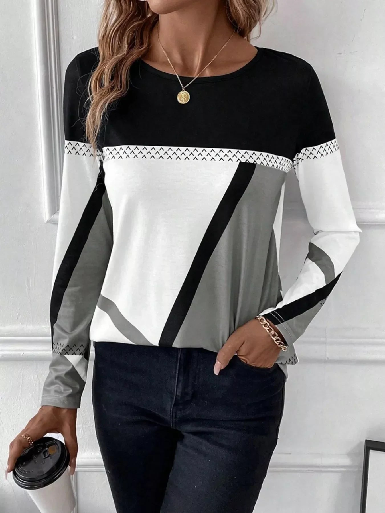Color Block Long Sleeve T-Shirt - Southern Shores Clothing