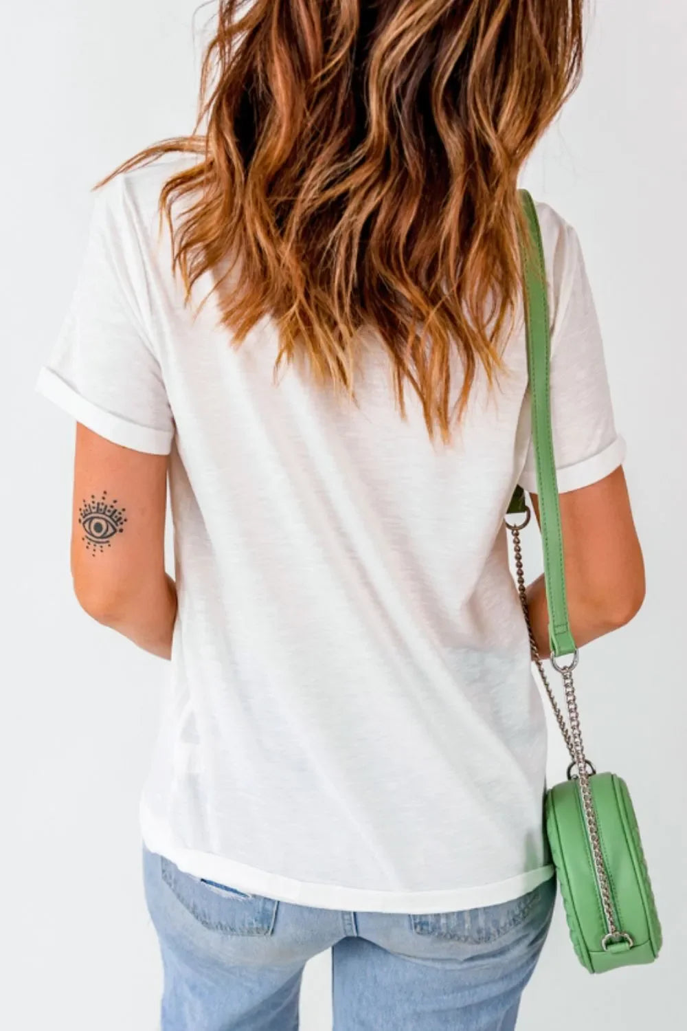 Letter Bow Round Neck T Shirt With Stretchy Fabric - Southern Shores Clothing