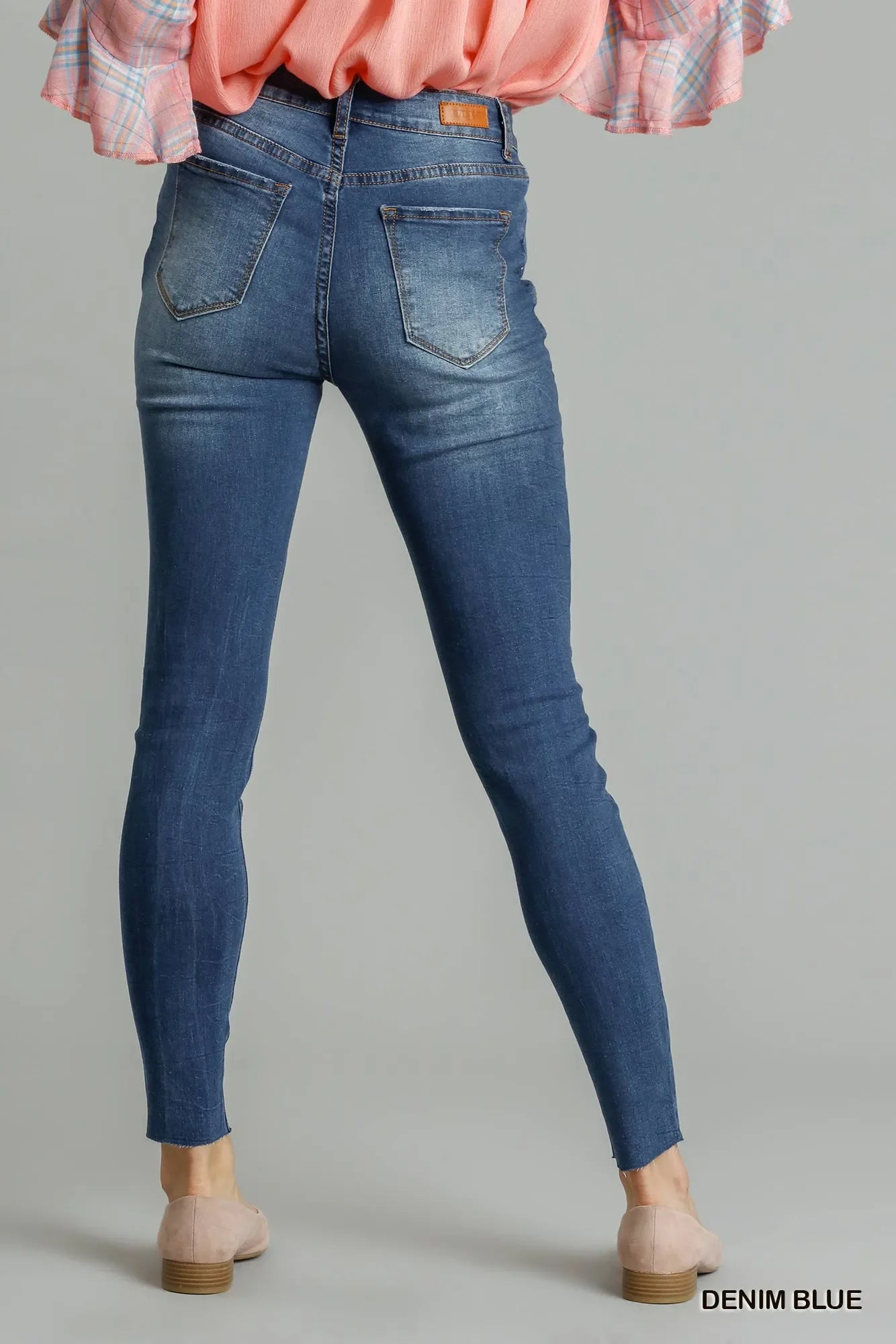 Distressed Denim High Waisted Skinny Jeans With Pockets - Southern Shores Clothing