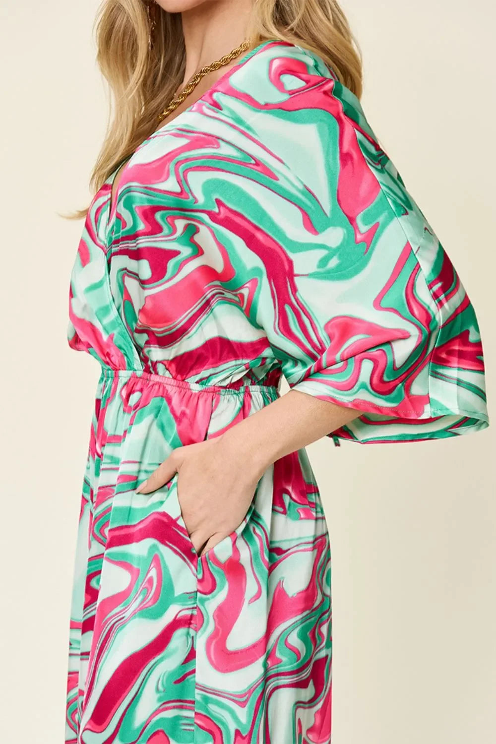Tie Ruched Half Sleeve Wide Leg Jumpsuit - Southern Shores Clothing