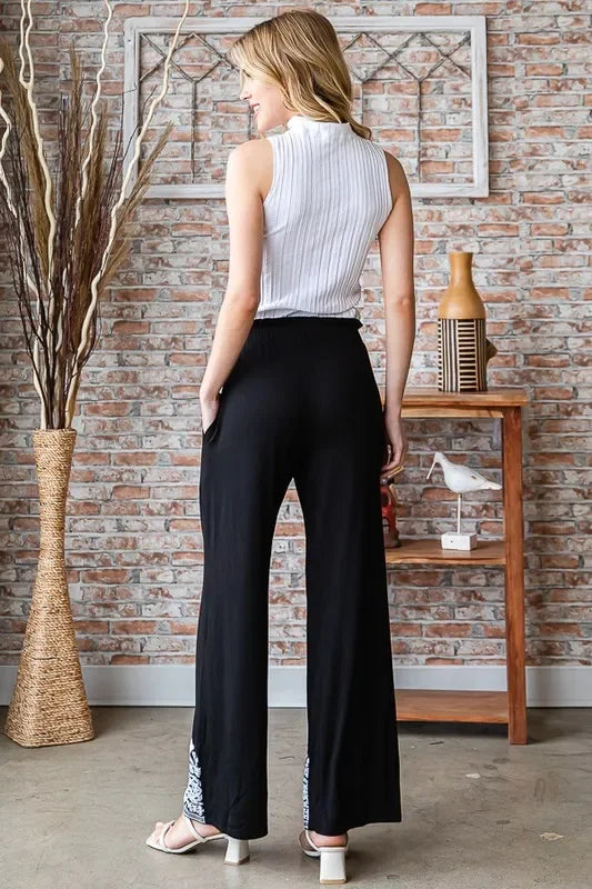 Damask Textured Plus Size Pants With Breathable Stretch - Southern Shores Clothing
