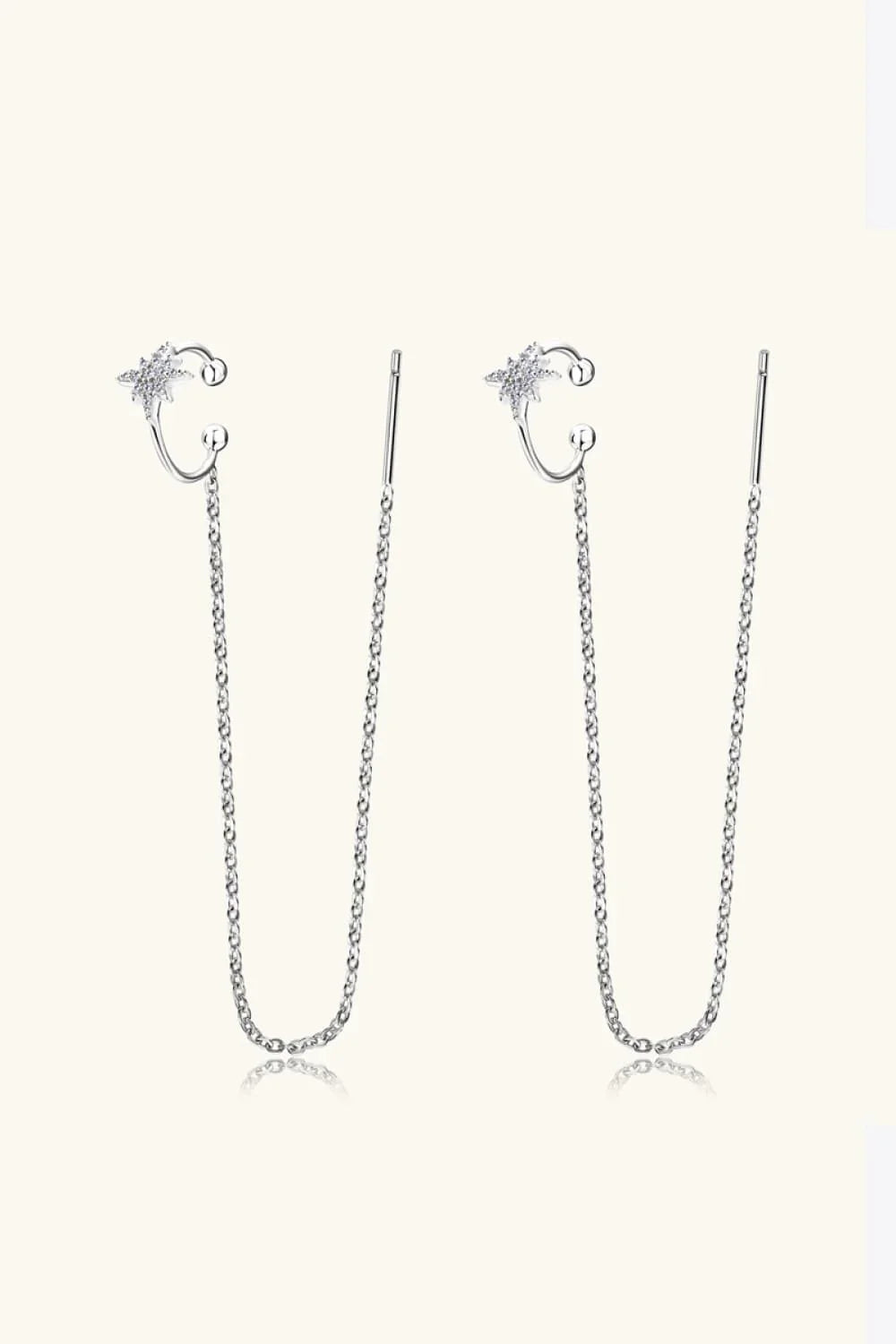 Platinum-Plated Moissanite Threader Earrings - Southern Shores Clothing