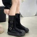 Imported Suede Buckled Lace Up Boots Classic Style - Southern Shores Clothing
