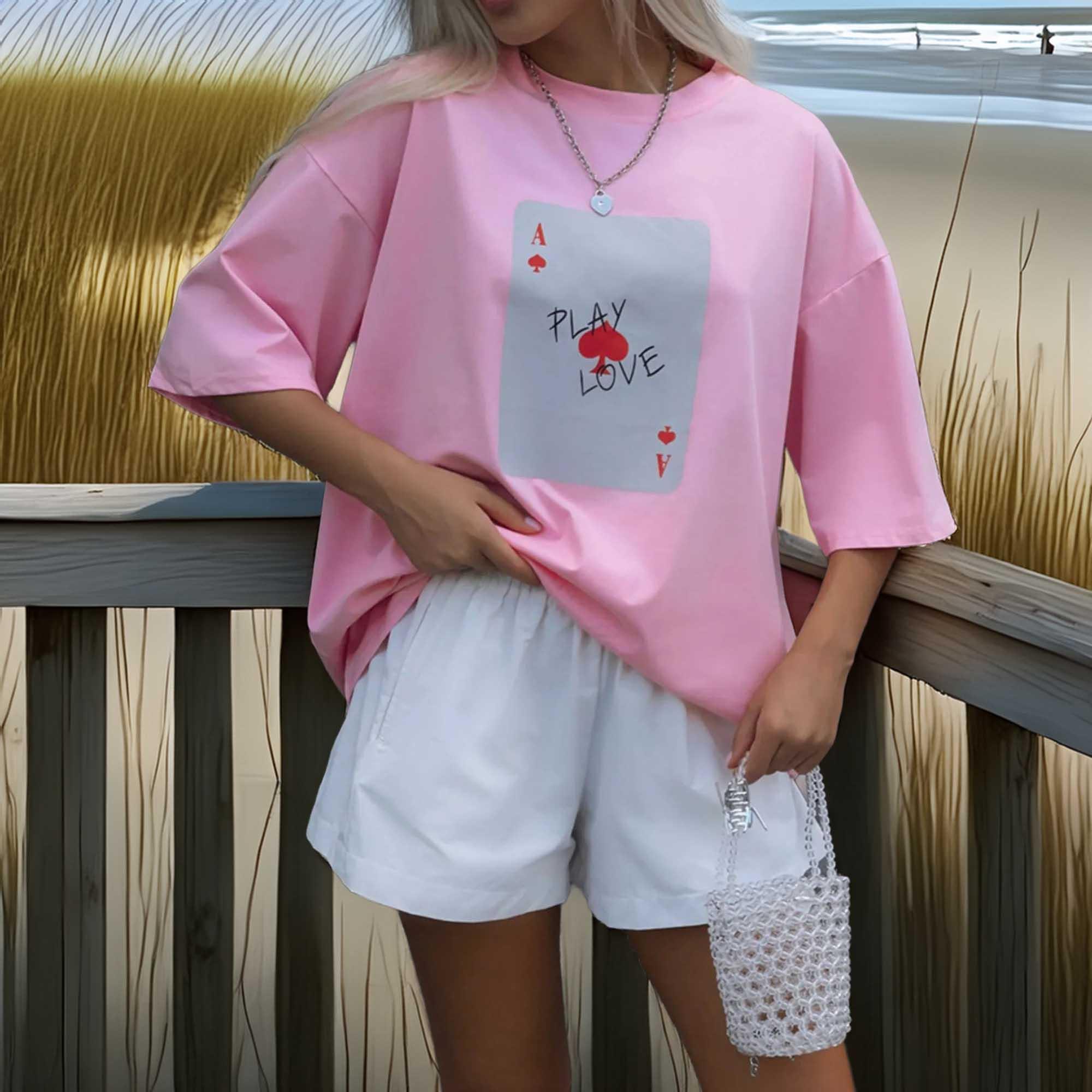 Oversized Round Neck Short Sleeve Tee With Relaxed Fit - Southern Shores Clothing