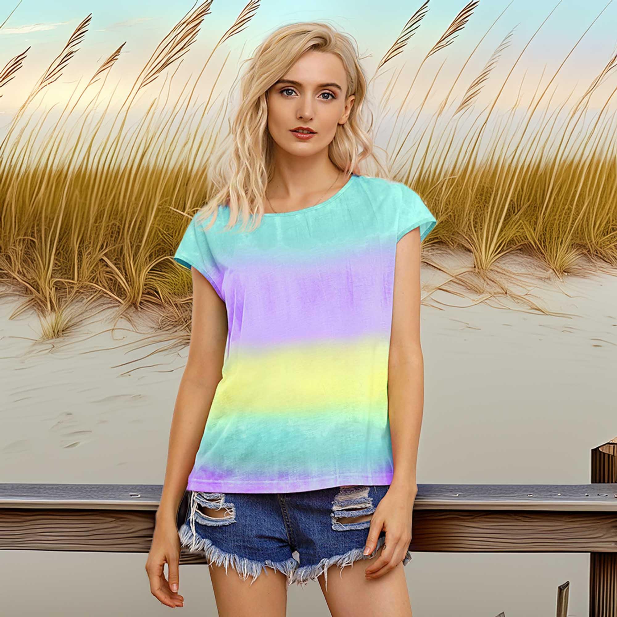 Tie-Dye Round Neck Short Sleeve T Shirt With Relaxed Fit - Southern Shores Clothing