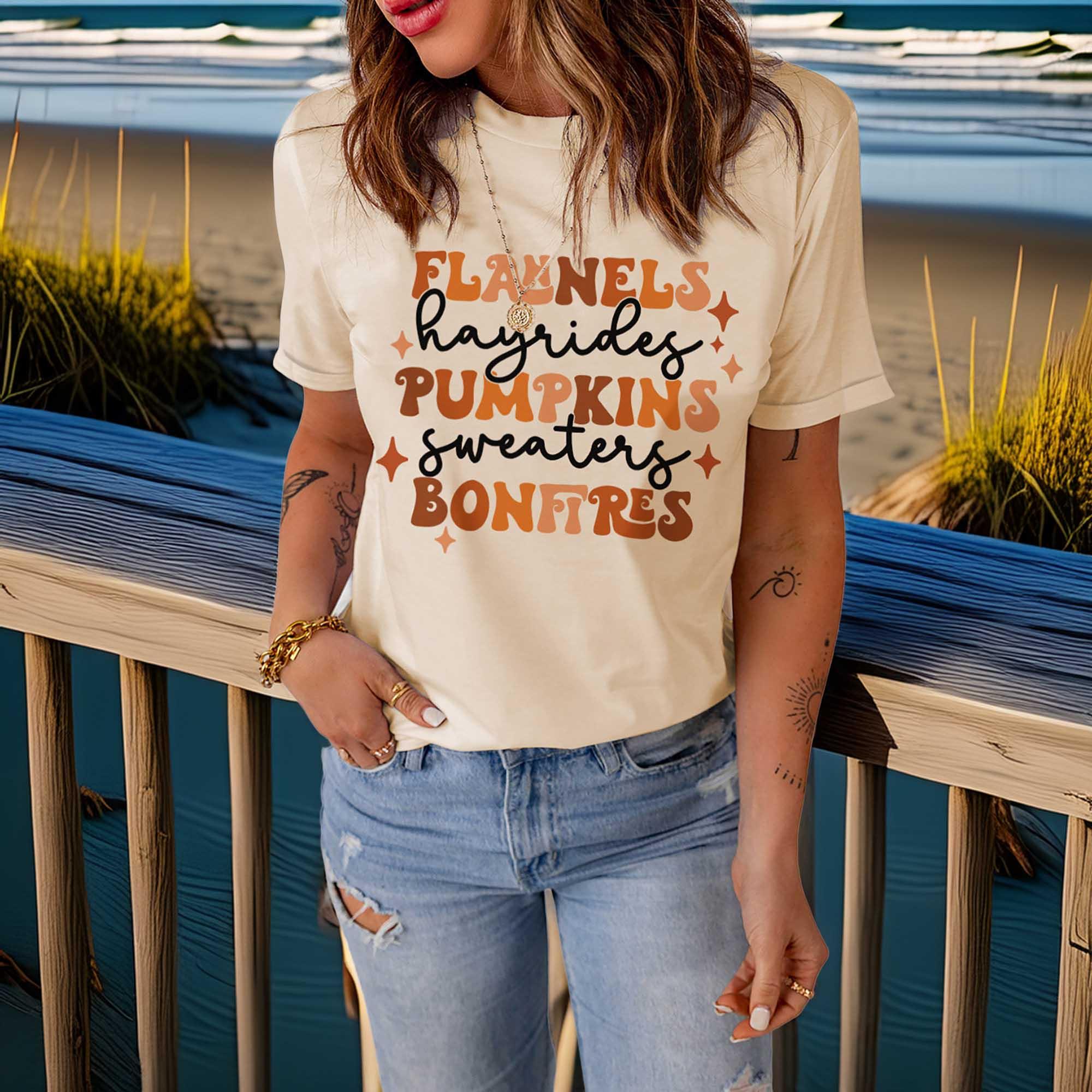 Casual Letter Graphic Round Neck Short Sleeve Tee - Southern Shores Clothing