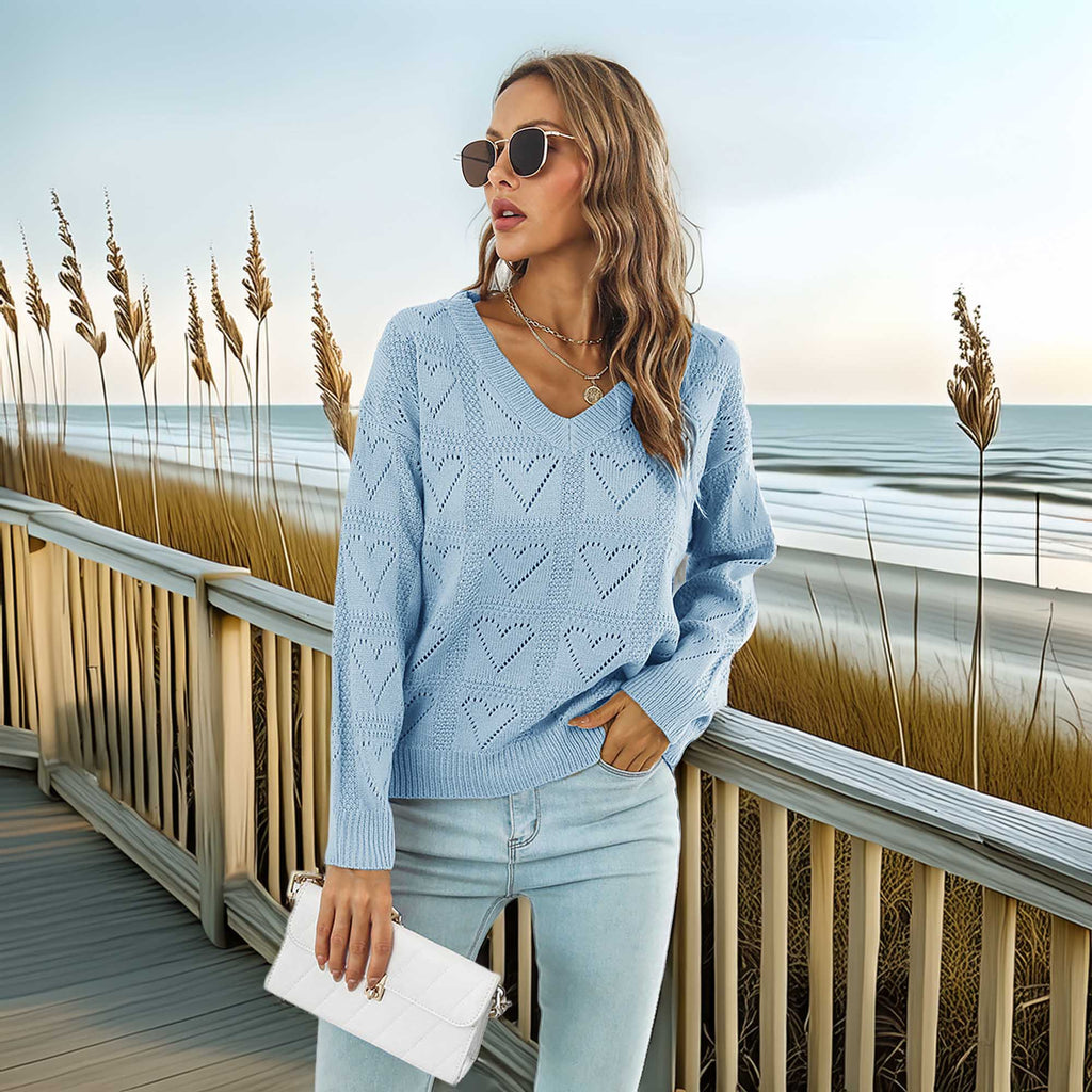 Southern Shores Women's Openwork V-Neck Stretch Sweater