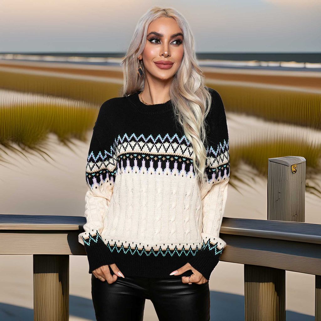 Southern Shores Women's Cable-Knit Round Neck Sweater