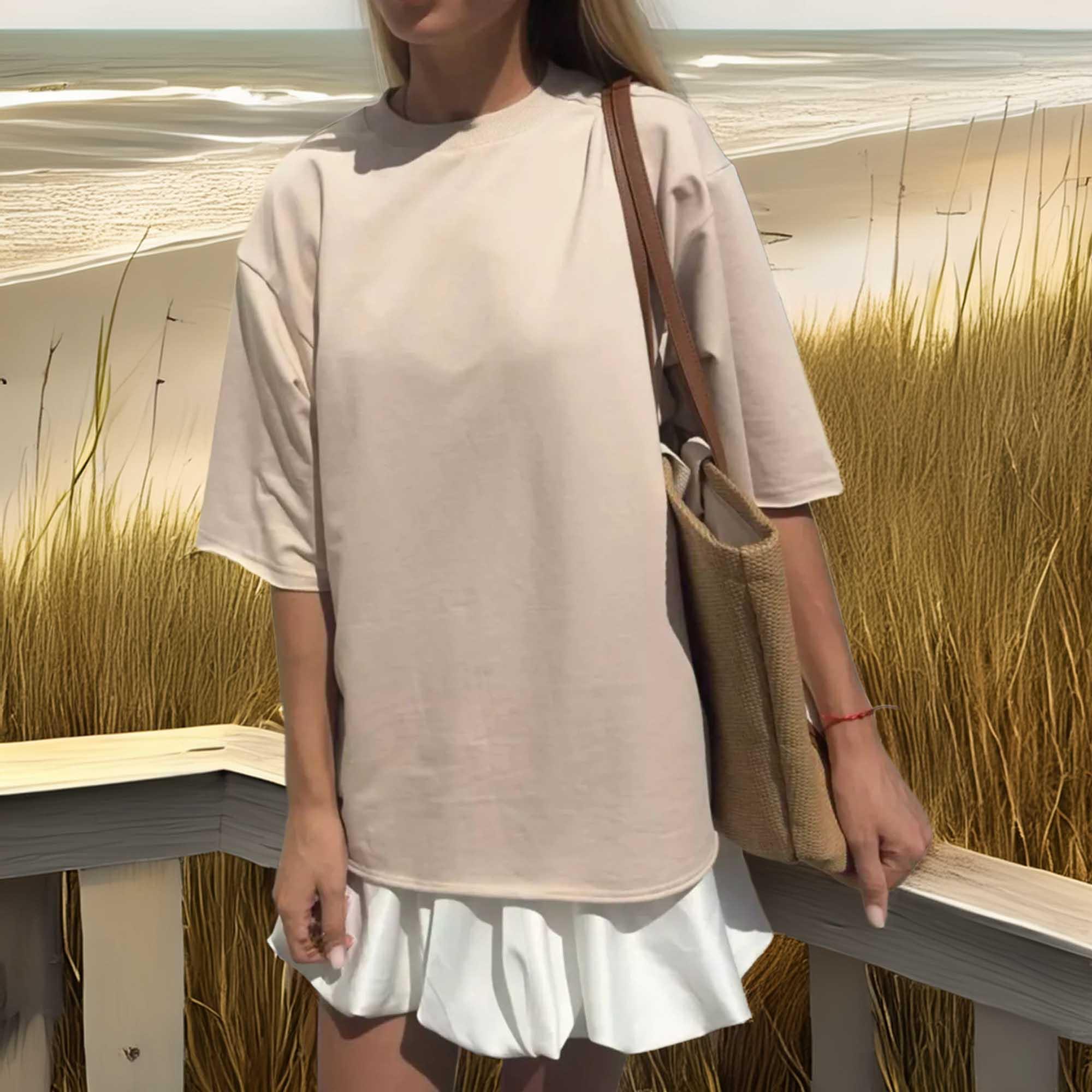 Oversized Round Neck Half Sleeve T Shirt With Relaxed Fit - Southern Shores Clothing