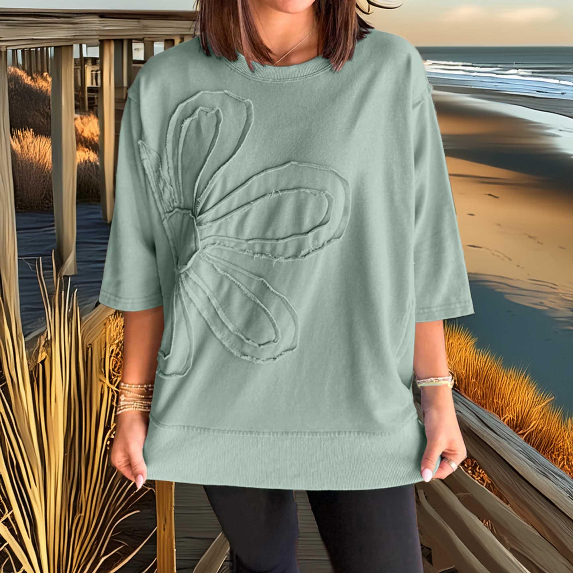 Round Neck Oversized T Shirt for Coastal Comfort - Southern Shores Clothing