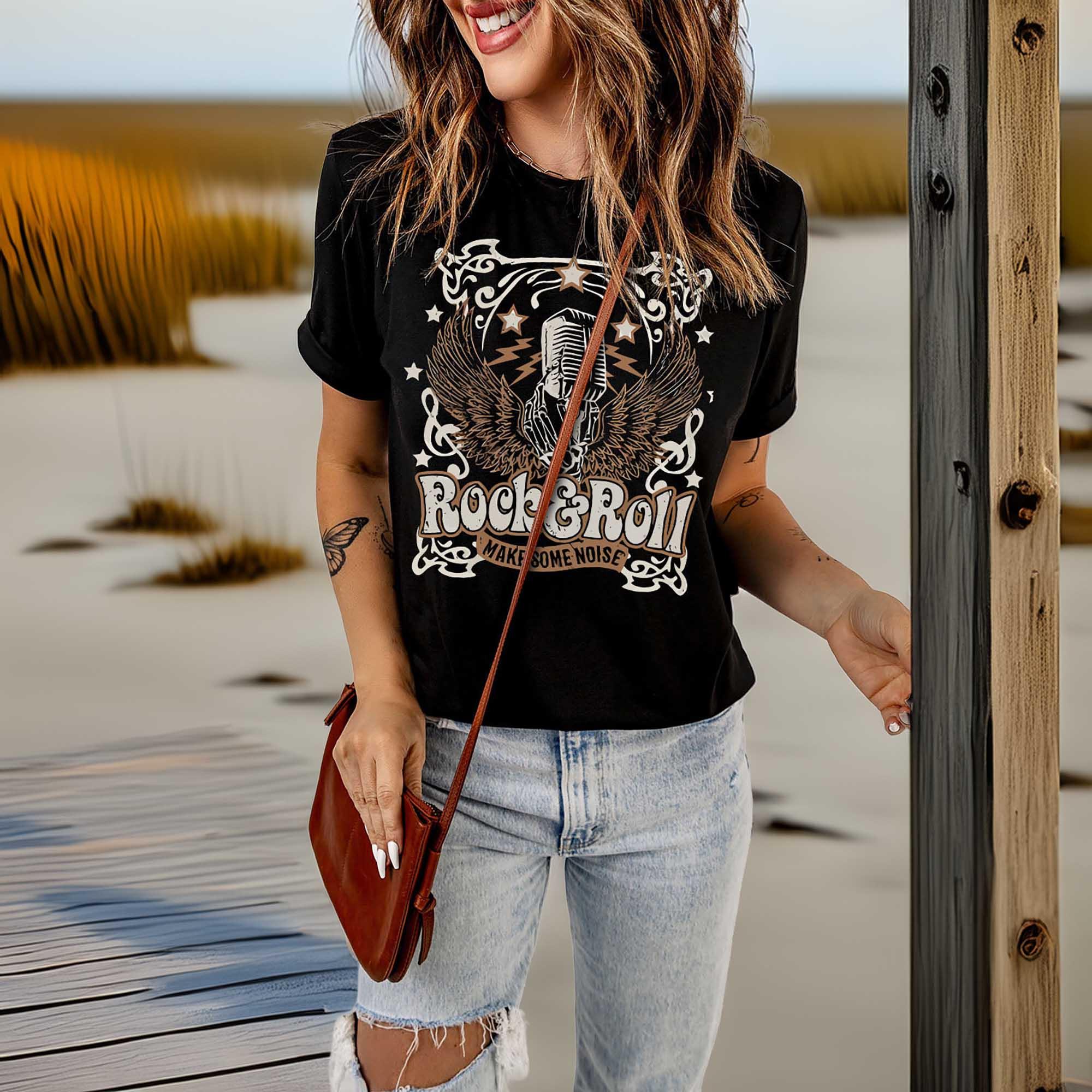 Chic Slogan Graphic Round Neck Short Sleeve Tee - Southern Shores Clothing